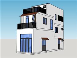 两层半自建房别墅su模型