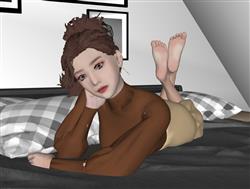 卧姿女人的su模型