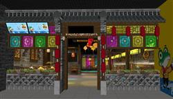 中式餐饮店门头su模型 免费sketchup模型下载
