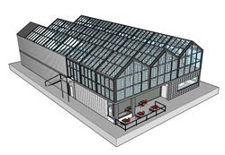 简化温室大棚建筑su模型