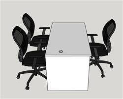 简易办公桌办公椅su模型