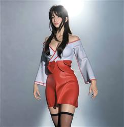 日式服装女人su模型