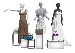 女装服装店假人模特su模型