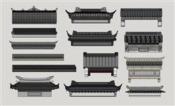 中式门头构件屋檐屋顶飞檐su模型