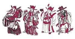 天官福禄寿财神剪纸su模型