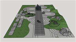 中式枯山水景观模型 免费sketchup模型下载