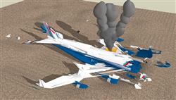 撞毁空难的波音747飞机模型