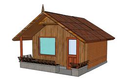 坡屋顶木屋房子模型
