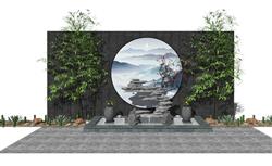 中式庭院景观的小品模型