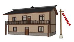 中式民居两层住宅建筑模型