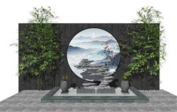 中式庭院景墙模型