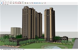 高层住宅和底层商业的SU模型
