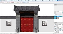 中式入户门庭院门围墙的SU模型