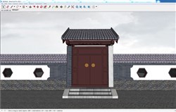 中式宅院大门入户门围墙的SU模型