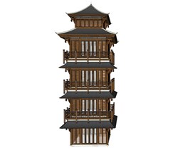 古建宝塔建筑的SU模型
