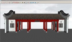 中式公园大门入口的SU模型