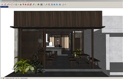 日式风格餐饮空间的SU模型