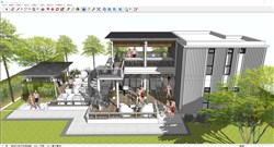 现代休闲餐饮度假建筑的SU模型