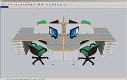 多人办公桌的sketchup模型