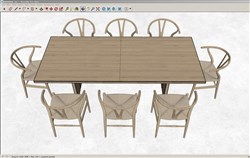 新中式餐桌椅的sketchup模型