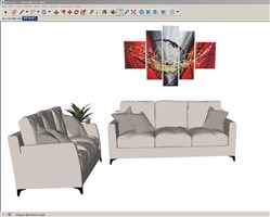 沙发花盆装饰画的sketchup模型