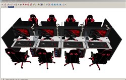 电竞网咖电脑桌的sketchup模型