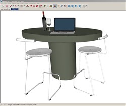 椭圆形吧台桌椅的sketchup模型