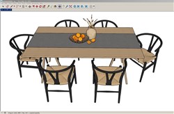 新中式餐桌椅的sketchup模型