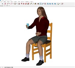坐姿女生人物的sketchup模型