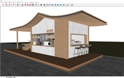 驿站贩售亭餐饮店的sketchup模型