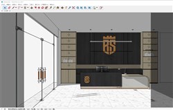前台柜接待台玻璃门的sketchup模型