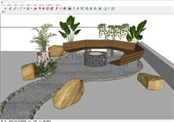 座椅景观步道的sketchup模型
