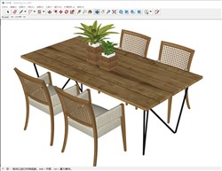 木质餐桌椅的sketchup模型