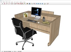 木质电脑桌的sketchup模型