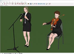 歌手唱歌小提琴的sketchup模型