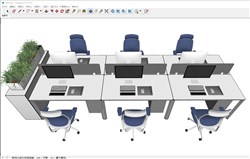 办公工位职工桌的sketchup模型