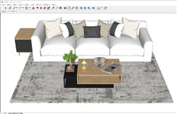 三人座沙发茶几的sketchup模型
