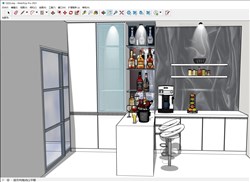 灯光吧台酒柜的sketchup模型