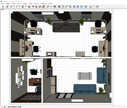 小公司办公室空间的sketchup模型
