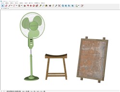 风扇落地扇凳子和招牌的sketchup模型