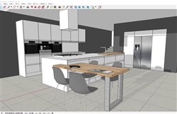 现代厨房空间的sketchup模型