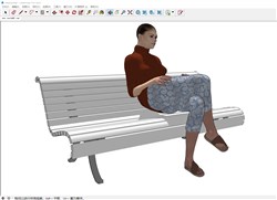 长凳上的坐姿女人的sketchup模型