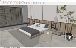 侘寂风卧室房间的sketchup模型