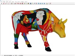 艺术化牛工艺品的sketchup模型