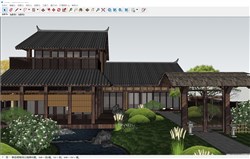 日式庭院枯山水景观的sketchup模型