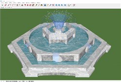 喷泉水池景观的sketchup模型