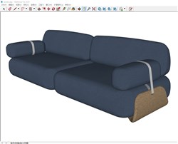 蓝色沙发家具的sketchup模型