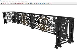 铁艺雕花阳台栏杆的sketchup模型