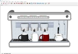 咖啡机和杯子的sketchup模型