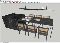 岛台餐桌椅的sketchup模型